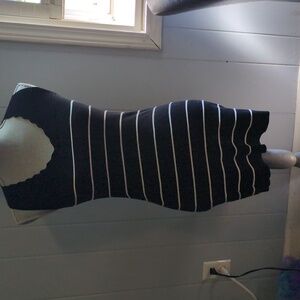 Sweater Material Black and white striped dress